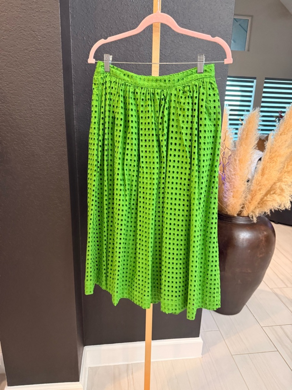 kate spade Neon Green Eyelet Midi Skirt - Picture 2 of 3